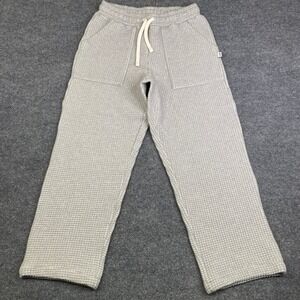 KROST Grey Waffle Knit Wide Leg Lounge Pants Mens Size Medium Drawstring Pockets